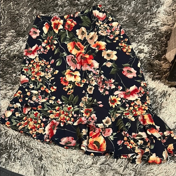 Bobeau Red and Orange Fit and Flare Midi Skirt - Picture 1 of 5